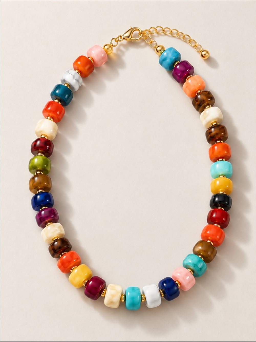 New! Colorful Mixed Beaded Statement Necklace NWOT